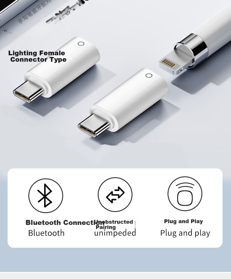 Masentek Apple Pencil Charging Adapter for 1st Gen Apple Stylus Bluetooth Connection iPad 10th/11th Gen Converter Tablet Touch Pen Charging Cable iPhone 2