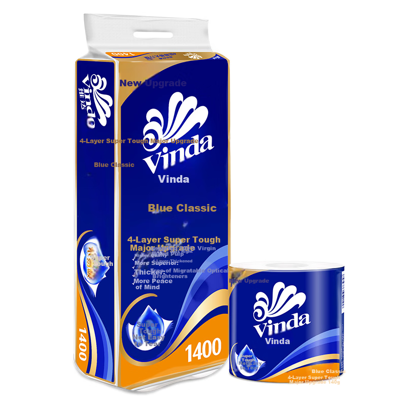 Vinda [Single Pack] Core Roll Toilet Paper, Blue Classic, 1400g, 4-Ply, 140g*10 Rolls, V4069