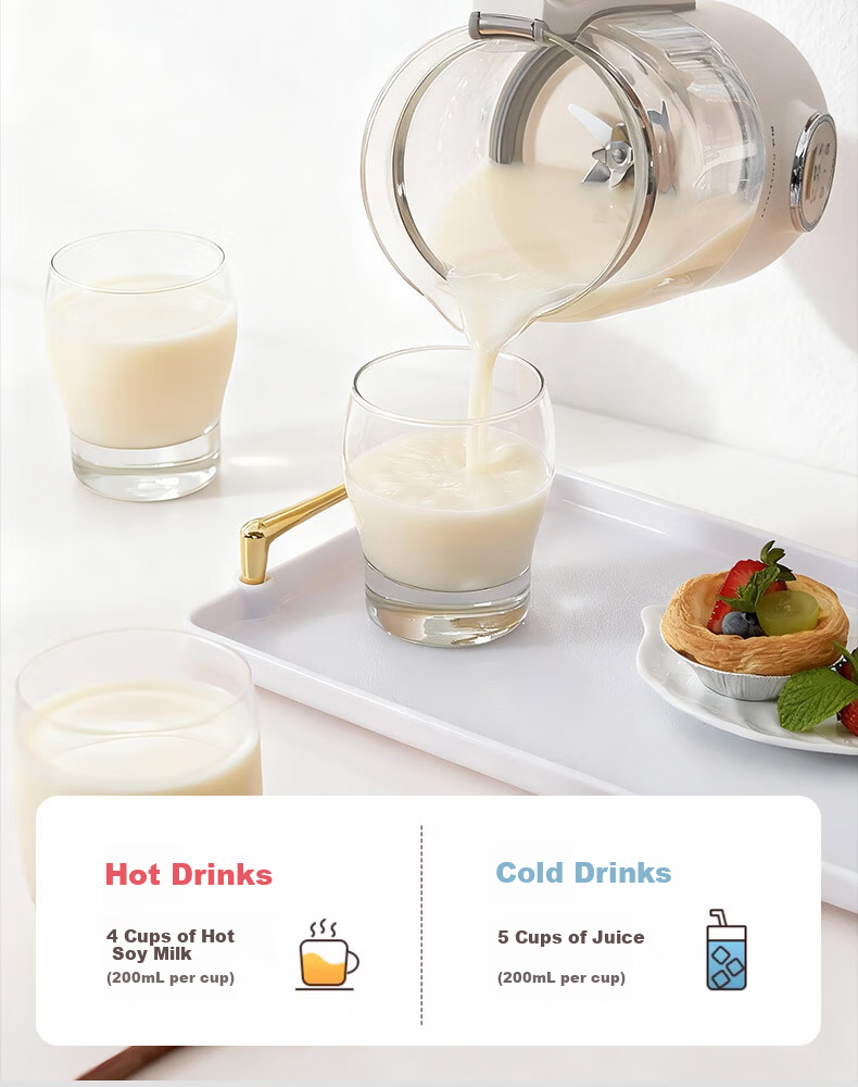 ROYALTY LINE 22-Blade Soy Milk Maker and Blender Titanium Coating 1L Fully Automatic Noise-Reducing Multifunctional Food Processor for 2-4 People White 17