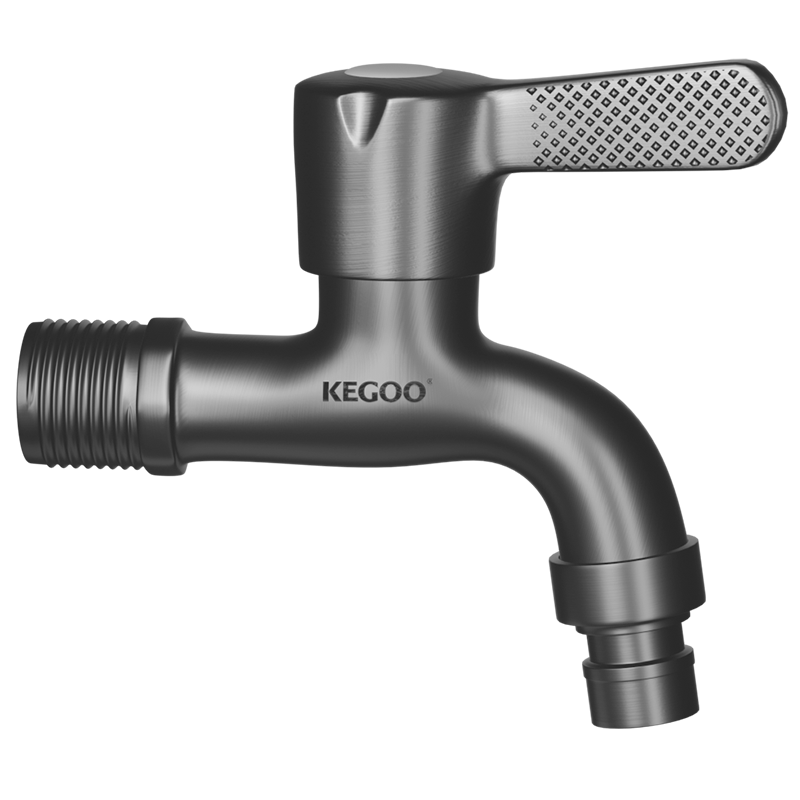 KEGOO 304 Stainless Steel Washing Machine Faucet Bathroom Balcony Mop Pool 1/2 Inch Single Cold Tap Gun Gray K6007