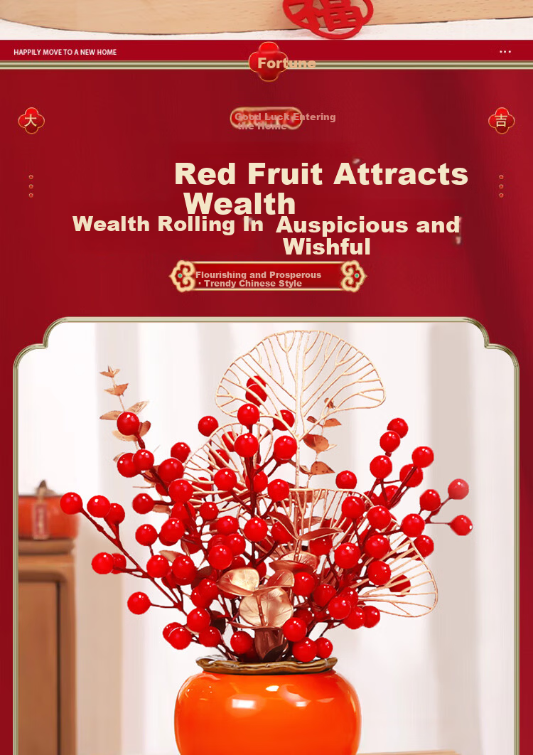 Abaoli Lantern Festival New Year Decoration Persimmon Ruyi Ornament 2026 Housewarming Fortune Bucket Living Room Moving Atmosphere Arrangement Prosperity Fruit 2