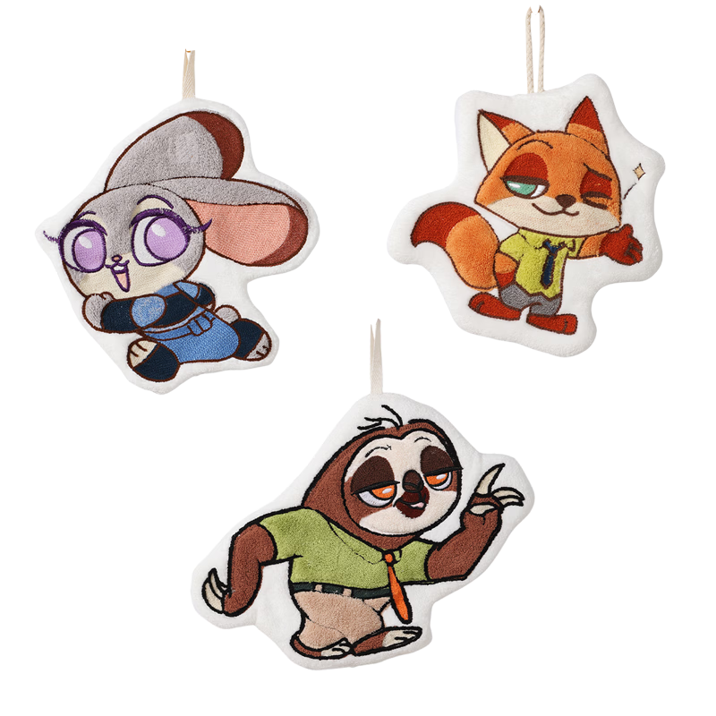 Disney Zootopia Hanging Hand Towels Cute Judy Nick Cartoon Quick-Dry Small Towels 3-Pack Sports