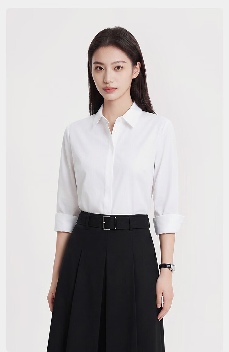 JD Jingzao 100-Count Cotton Women's White Long Sleeve Business Shirt Spring New White Long Sleeve L 14