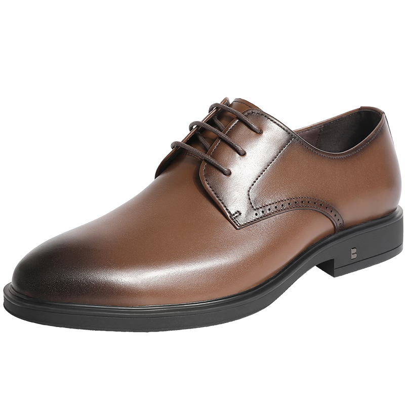 Belle Men's Shoes, Commuter Business Formal Leather Shoes, Cowhide Shoes for Men, Wedding Shoes, Genuine Leather Shoes A0916, Brown - Nail-Free Version, Size 39