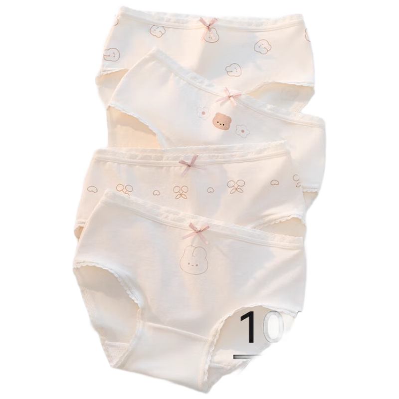 Mianqixiong Girls' Cotton Underwear, Children's Triangle Panties, Class A Long-Staple Cotton, for Developing Girls, Primary School Students, Older Children, Square Shorts