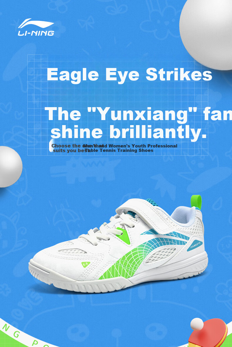 LI-NING Eagle Eye 2.0 Kids Table Tennis Shoes Breathable Shock Absorption Professional Training Sports Shoes Size 34 1
