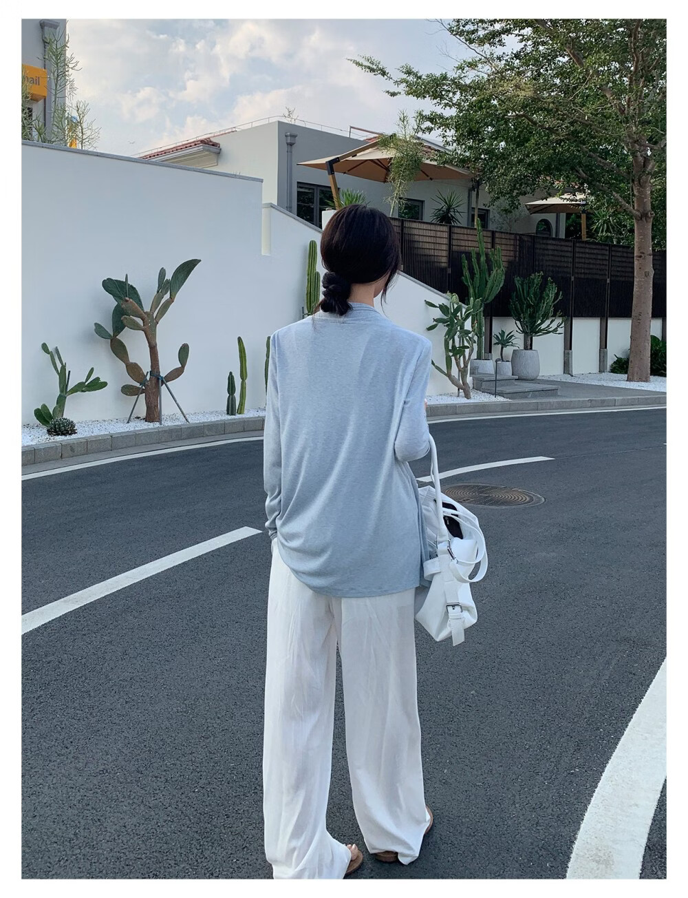 ICH MODE "Lazy Mode" Vest Set Summer Physical Sun Protection Long Sleeve T-Shirt Thin Jacket Air Conditioning Shirt White L 11