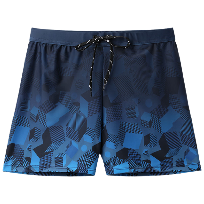 F.DYRAA Men's Swim Trunks, Anti-Embarrassment Loose Fit, Summer Pool Large Size Boxer Swim Shorts, 21265 Light Blue Geometric Pattern, 3XL