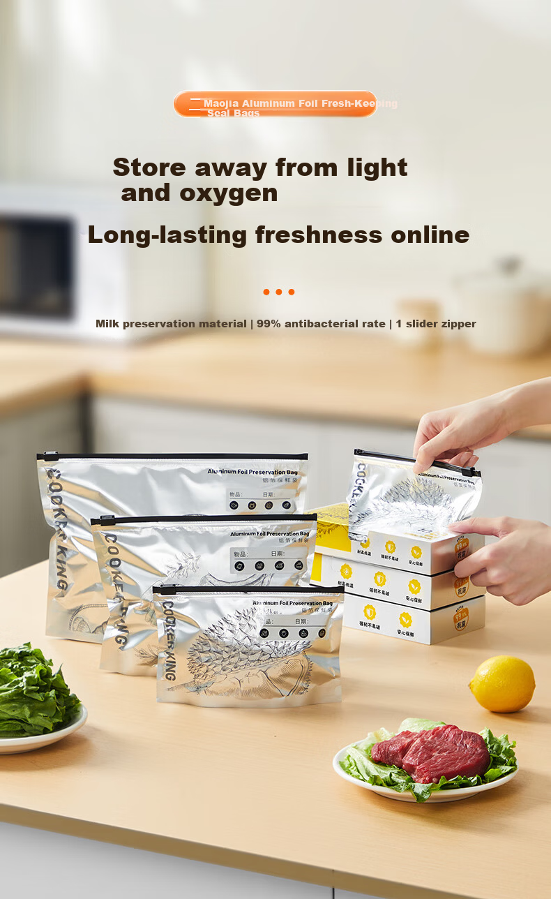 Chuida Huang Aluminum Foil Antibacterial Resealable Thickened Large Freezer Storage Bags Medium Size 10 Pieces 1