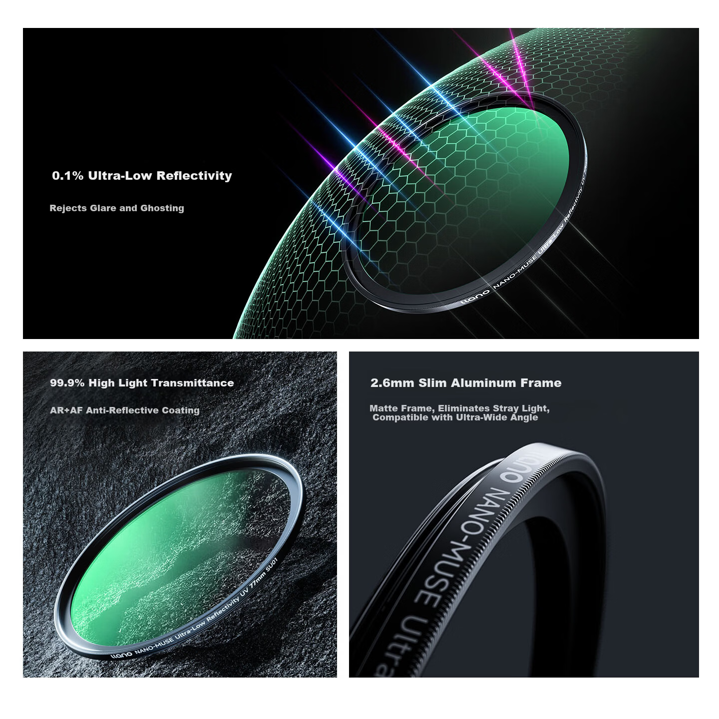 Llano Third Generation Ultra-Low Anti-MC UV Filter, 40.5mm Lens Protector, Suitable for Sony 16-50, 28-60 ZV-E10L, ZVE10M2, A6400 Cameras