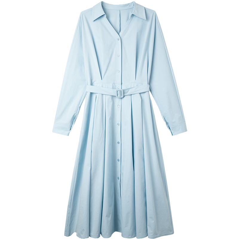 Demana UPF50+ UV Protection Spring Smart V-Neck Waist-Cinched Petite Women's Dress