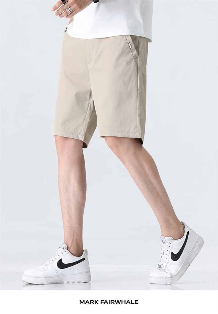 MARK FAIRWHALE Men's Shorts, Summer Business Casual Pants, Lightweight Straight-Leg Five-Point Shorts, Versatile Youth Trousers for Me 14