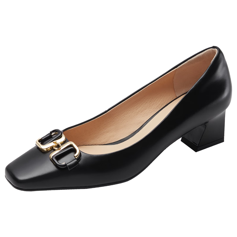 Larsdan 2026 Spring Summer New Fashion Elegant Buckle Commuter Women's Flats 5M50603 Black BKL 35