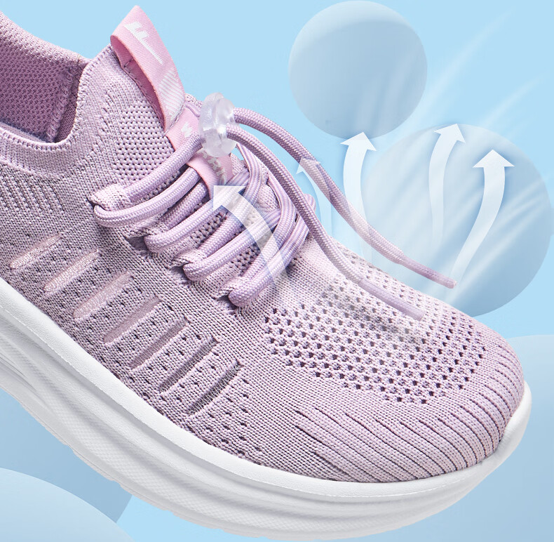 Warrior Women's Shoes 2026 Spring New Soft Sole Mesh Sports Shoes Slip-On for Middle-Aged and Elderly Moms 1282 Purple Size 37 12
