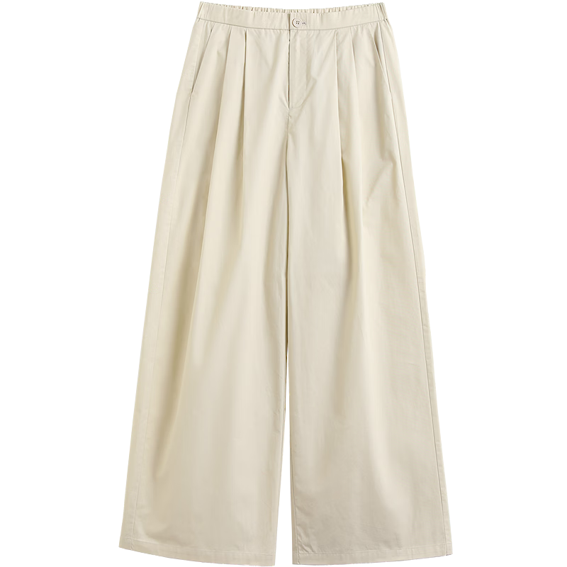 Demana [100% Cotton] Spring Smart Casual Pleated Wide-Leg Slimming Structured Pants for Women Premium Feel