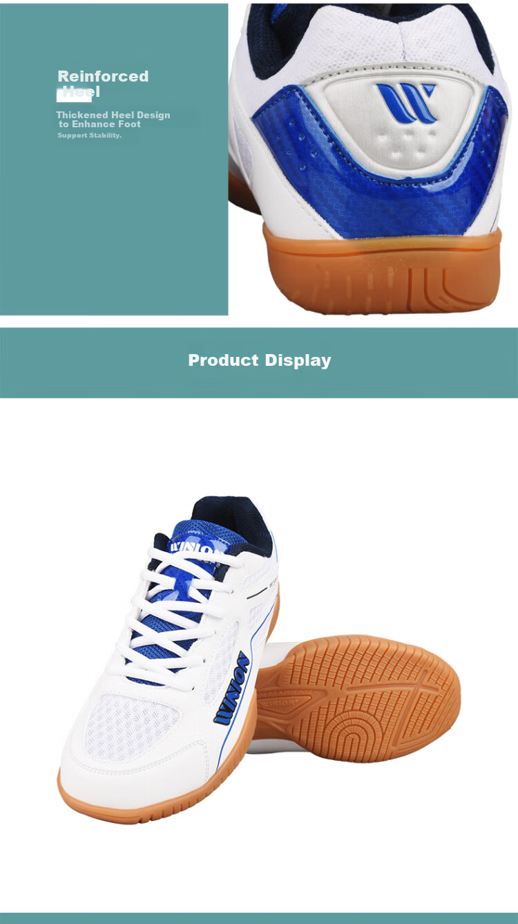 WINION Selected Table Tennis Shoes Men Women Non-slip Wear-resistant Table Tennis Sports Shoes Starting Point 2.0 White Blue Size 45 8