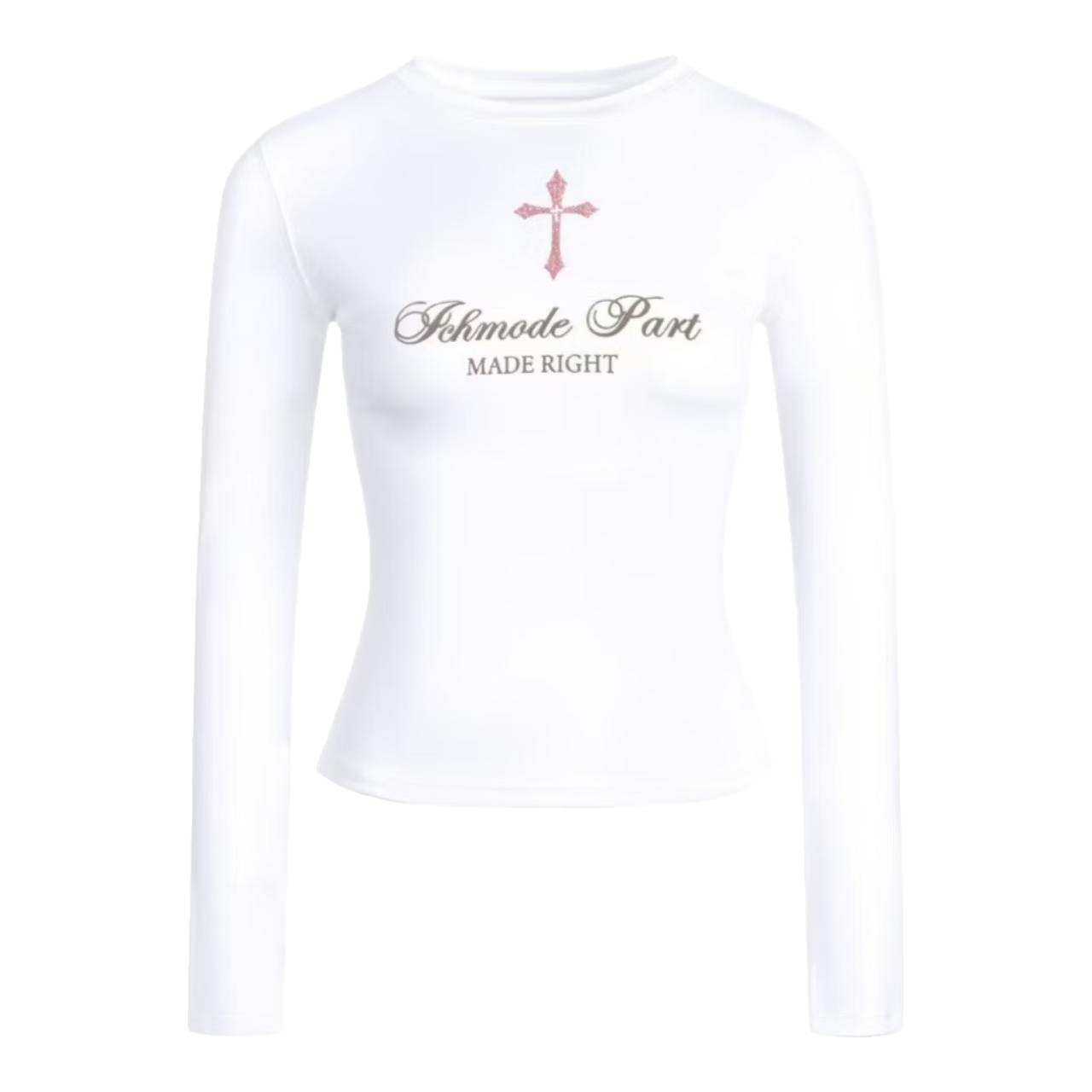 ICH MODE American Style Cross Shoulder Long Sleeve T-Shirt Women Spring Summer New Slim Fit Off-Shoulder Top White S