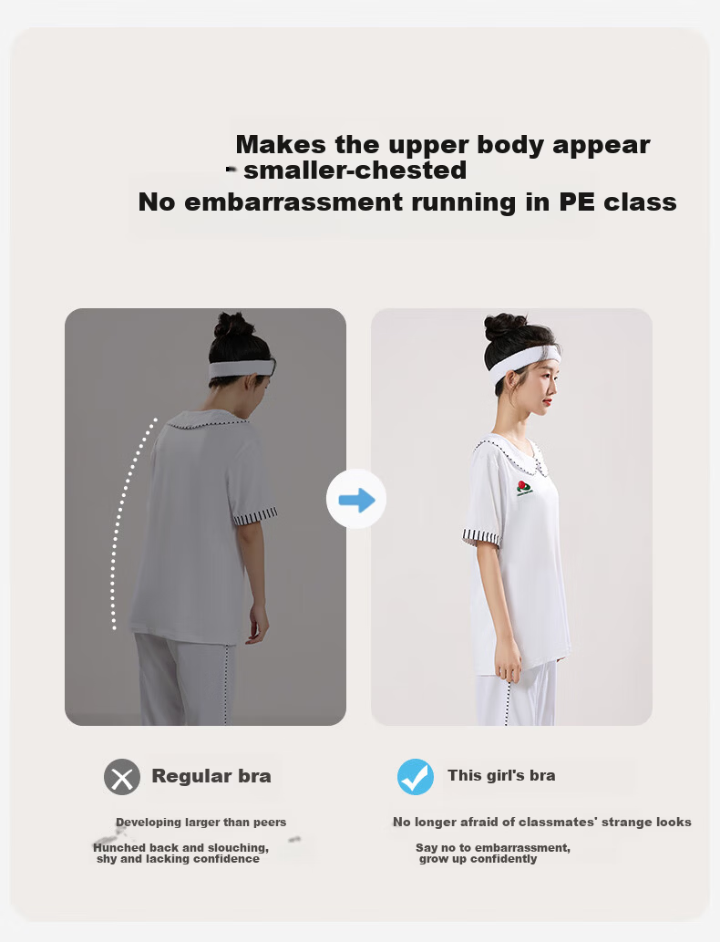 LangSha Girls' Seamless Children's Vest, Posture-Correcting Sports Bra for Middle and High School Students, Developmental Support, Anti-Hunchback, Large Kids' Sports Bra 4