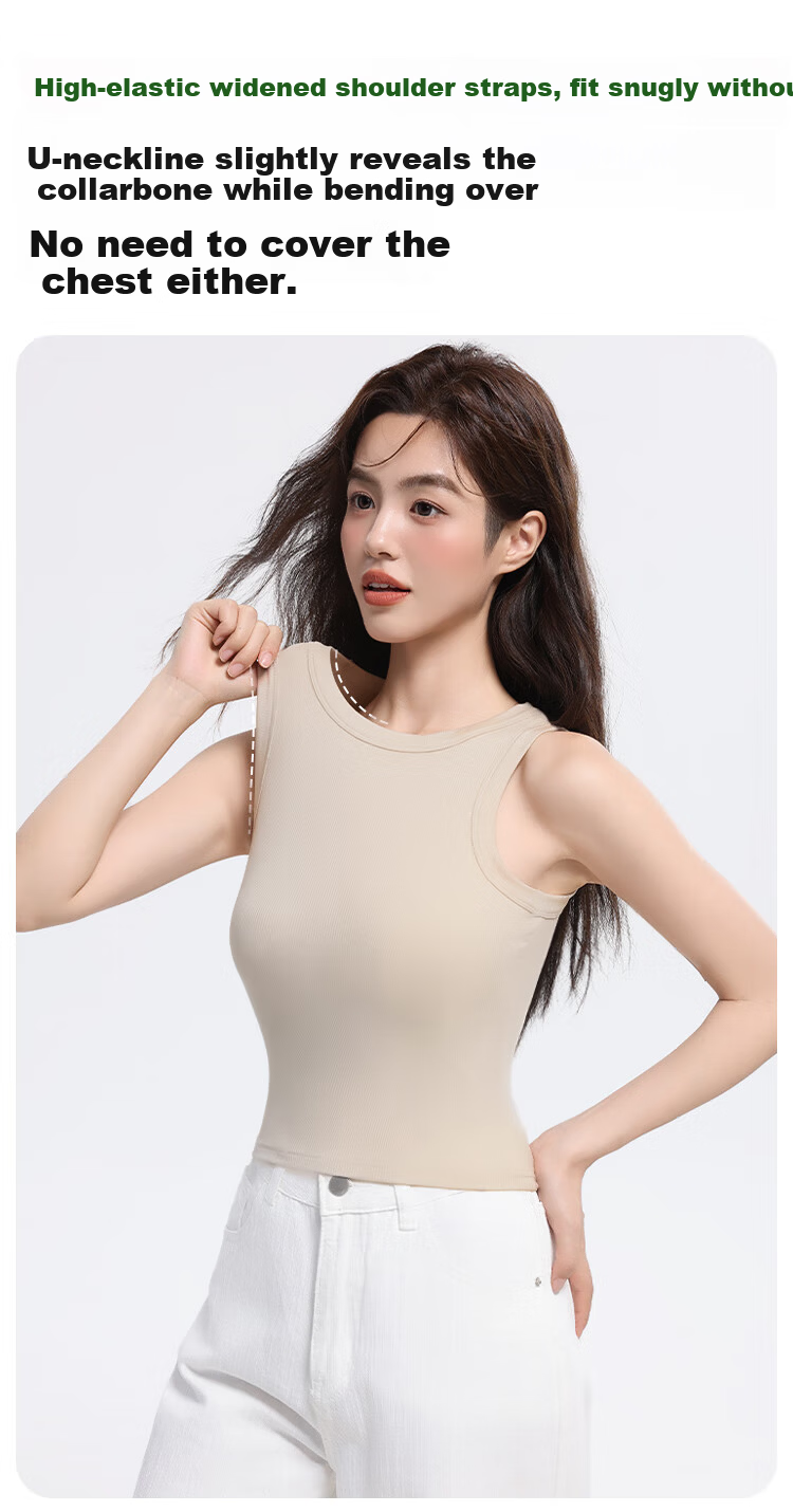 MiiOW Tencel Lyocell Women's Camisole Tank Top Summer Cooling Ice Silk Slim Fit Outerwear Base Layer Khaki XL 9
