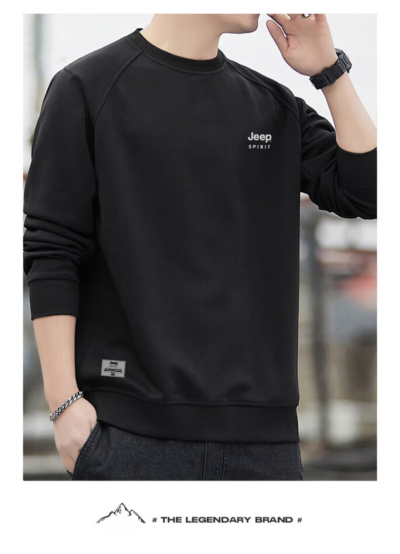 JEEP SPIRIT Men's Winter Fleece-Lined Crewneck Long Sleeve T-Shirt Loose Warm Slim Fit Base Layer Shirt 8