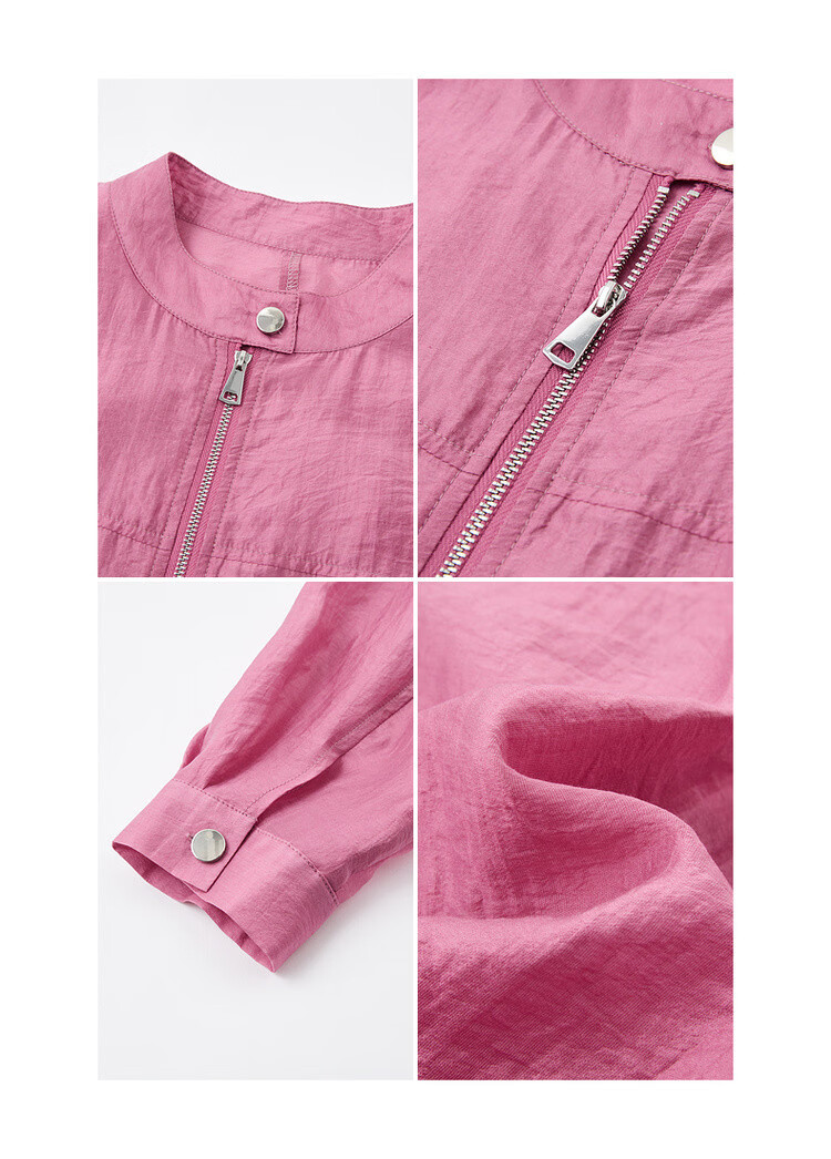 MT [Lycocell Collector] Spring Dopamine Lightweight Glossy Stand Collar Large Pocket Comfortable Short Women's Jacket 13
