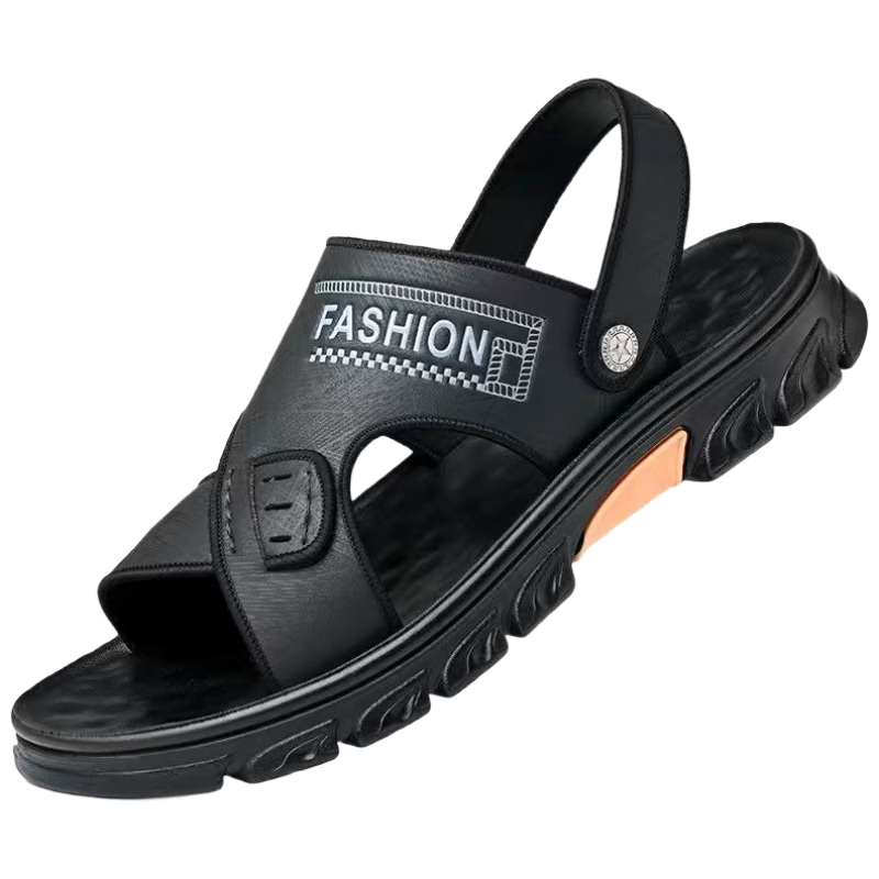 Jingzhenlianggong New Casual Soft Sole Men's Breathable Anti-Slip Sandals Slippers Black Size 43