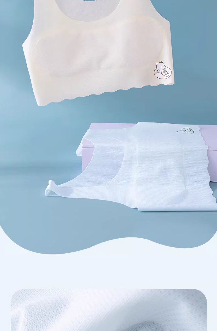 GUJIN Stage One Development Vest Summer Ice Silk Seamless Girls' Underwear Anti-Peek 6-16 Years Old Schoolgirl Children's Innerwear 5