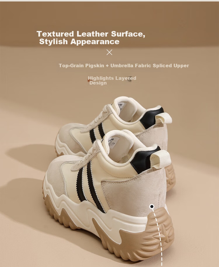 ZHR ZEZ Thick Sole 8CM Height Increasing Women's Shoes Retro Lightweight Versatile Sports Dad Shoes KS99 Coffee Color Size 39 8