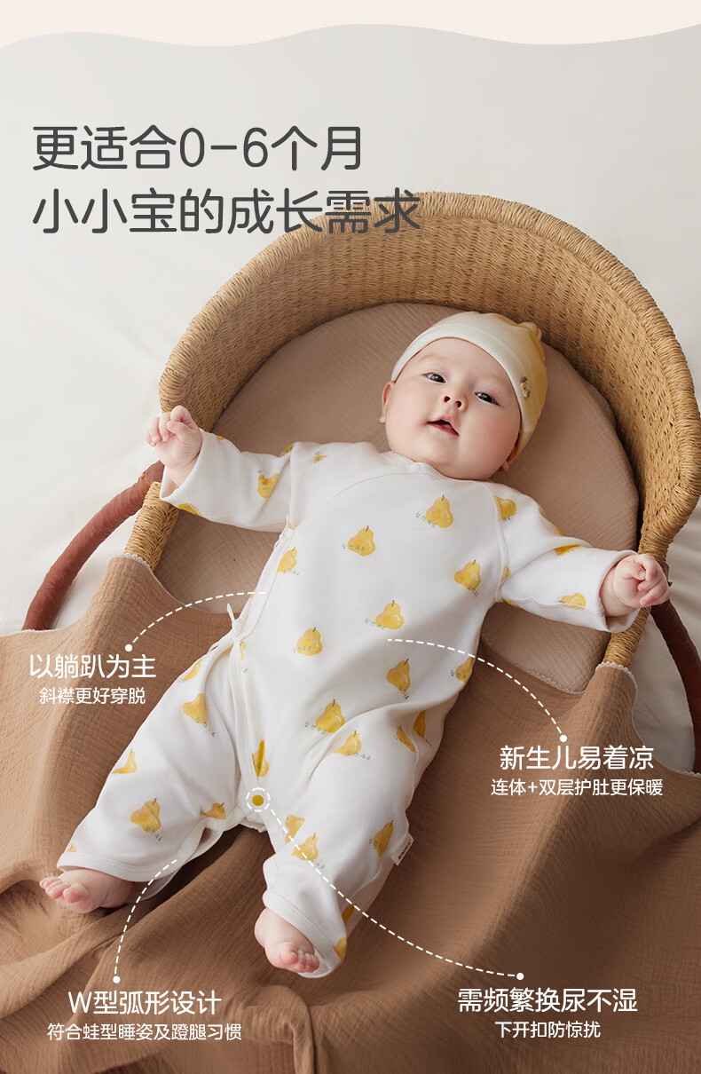 Shiyuejiejing Baby Romper Onesie Spring And Summer Newborn Infant Clothing for Boys And Girls All Seasons Long Sleeve Pure Cotton Class A 6