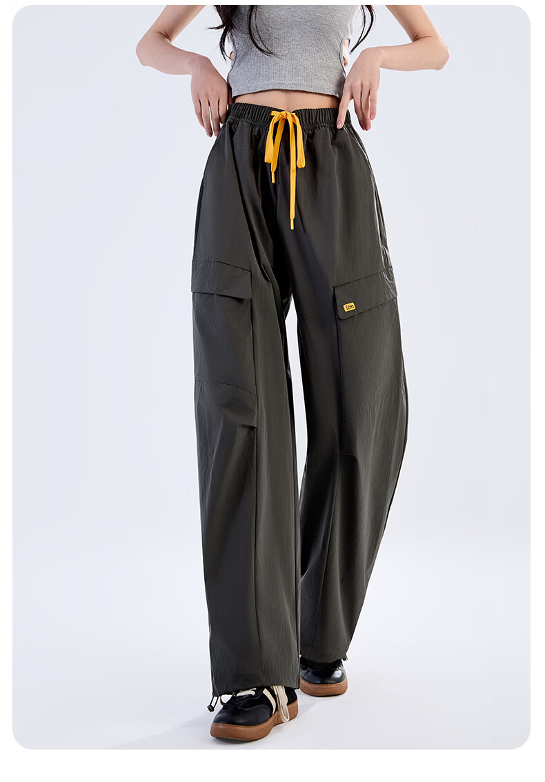 Langsha Women's Wide-Leg Cargo Pants 2026 Summer Thin Fashion Loose Breathable Casual Sports Straight-Leg Jogger Hiking Pants 19