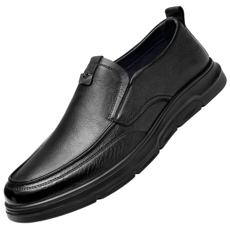 Qiangren Extra Large Size Business Casual Leather Shoes, Soft Sheepskin Breathable Loafers, JDA87548, Black, Size 47