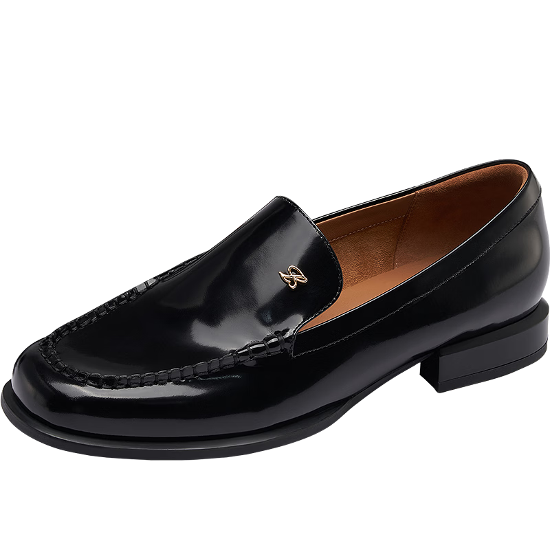 Laird & Laird Laifu Family 2026 New Round Toe Genuine Leather Chunky Heel Loafers for Women 24801 Rust Brown BRB 35