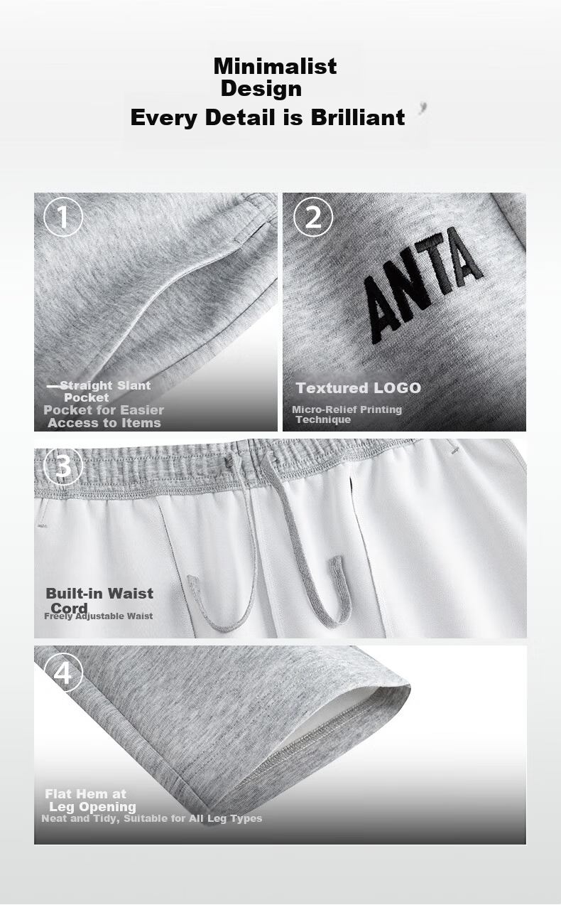 Anta Fleece-Lined Warm Men's Straight-Leg Sweatpants Spring Knit Outdoor Running Trousers Casual Pants 5
