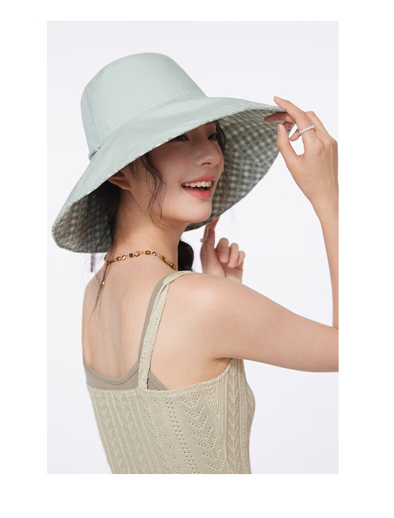 CACUSS Women's Wide Brim Sun Hat Summer Reversible Outdoor UV Protection Bucket Hat Yulan Blue 8
