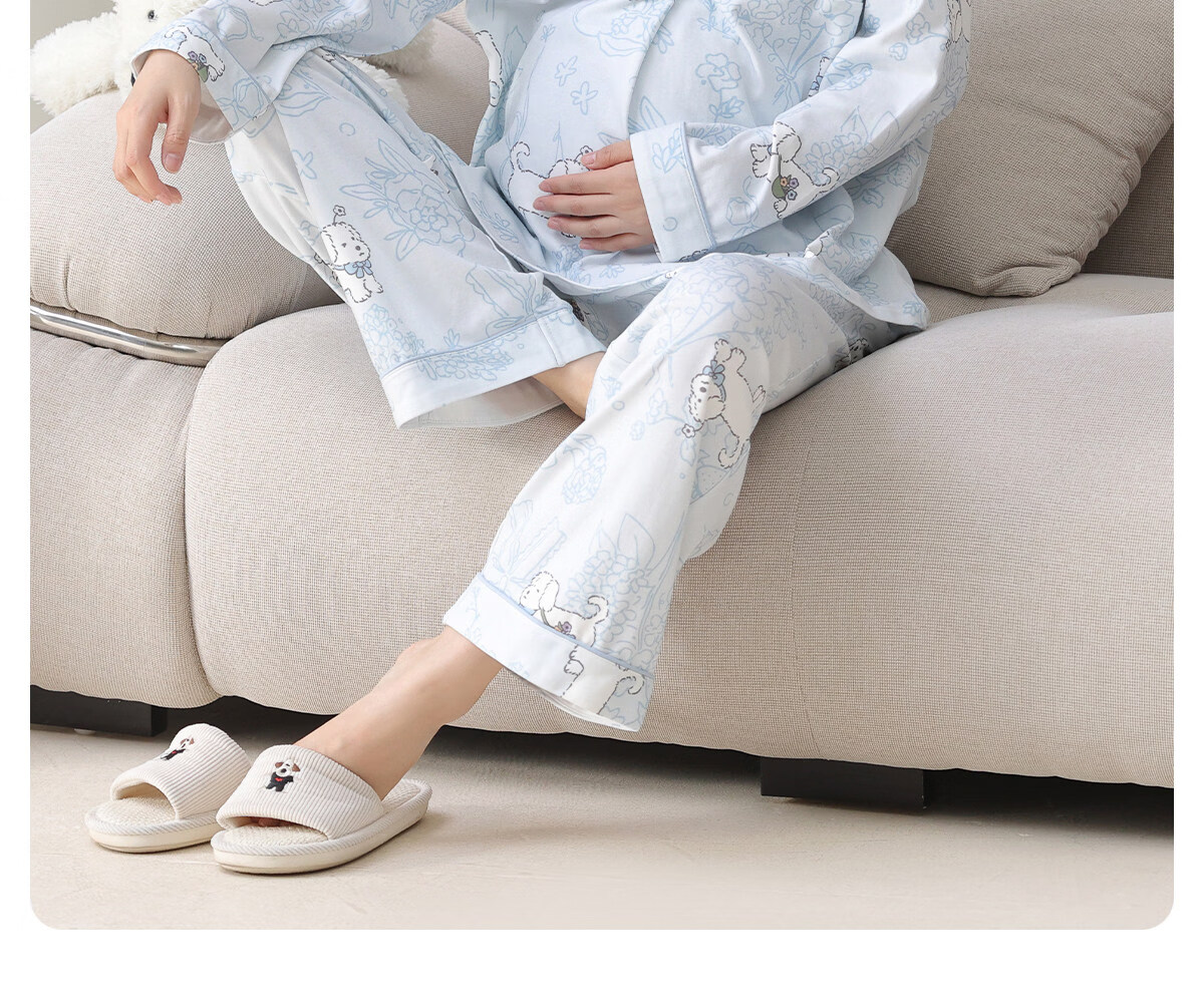 JOYNCLEON Padded Maternity Nursing Pajamas Pure Cotton Sweat-Absorbing Postpartum Summer Thin Breastfeeding Sleepwear Pregnant Women Homewear L Jyz212816 23