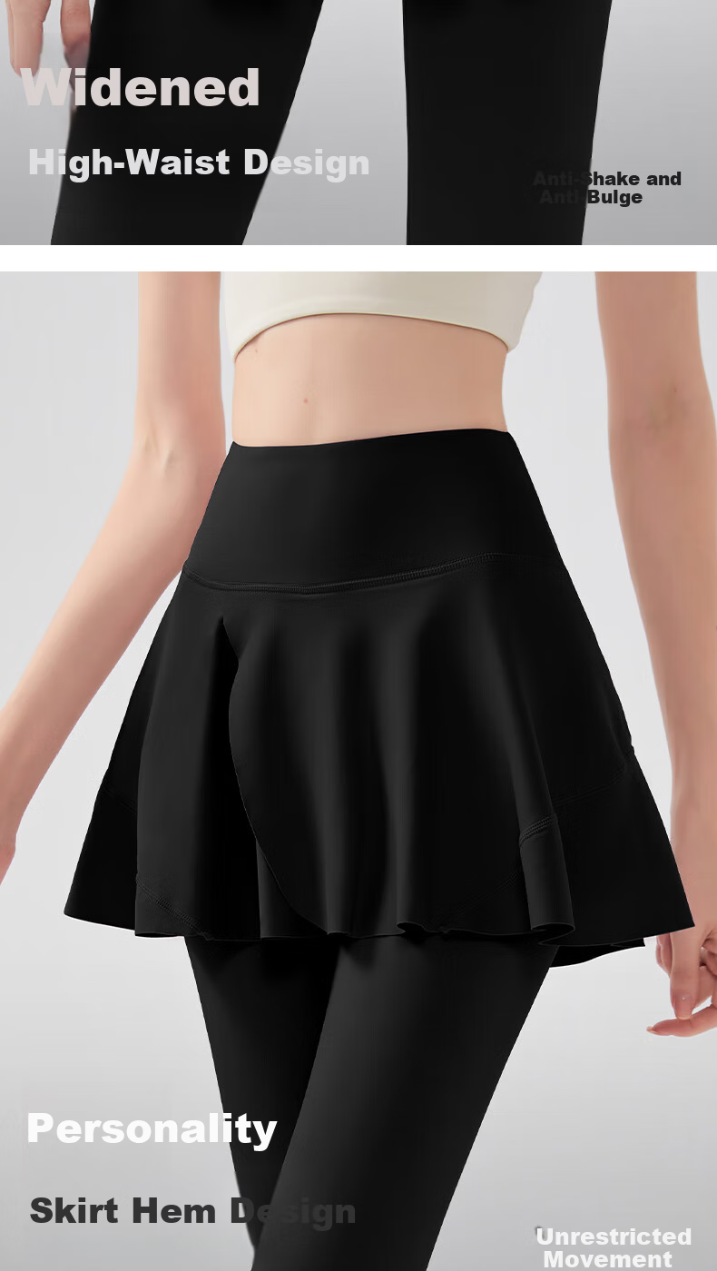Free Style Women's High-Waist Hip-Lifting Yoga Skirt Pants, Two-in-One Sports Fitness Pilates Dance Badminton Outdoor Cycling Trousers 4