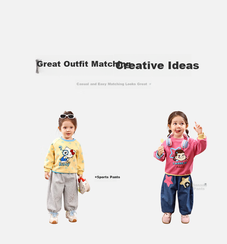 LUSON Little O Dad Baby Girl Cartoon Sweatshirt 2025 Autumn New Baby Round Neck Cute Stylish Top 4