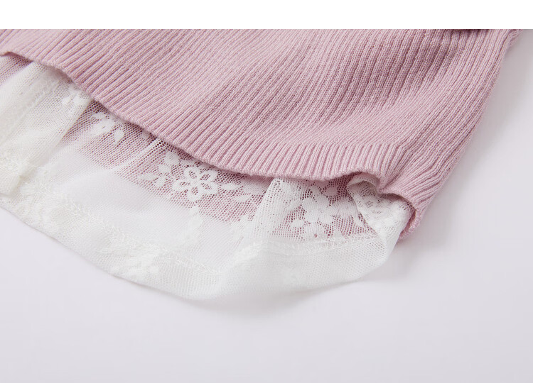 Demana Women's Slim Fit Spring V-Neck Knit Sweater with Lace Splicing, Faux Two-Piece Design, Mulberry Silk and Wool Blend 13