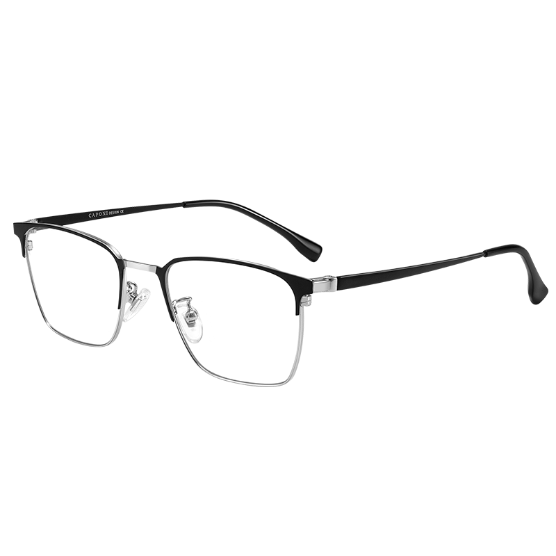 CAPONI Japanese Imported Photochromic Reading Glasses for Men, Smart Zoom Ultra-Light Semi-Rimless High-Definition Anti-Blue Light Pure Titanium Bifocal