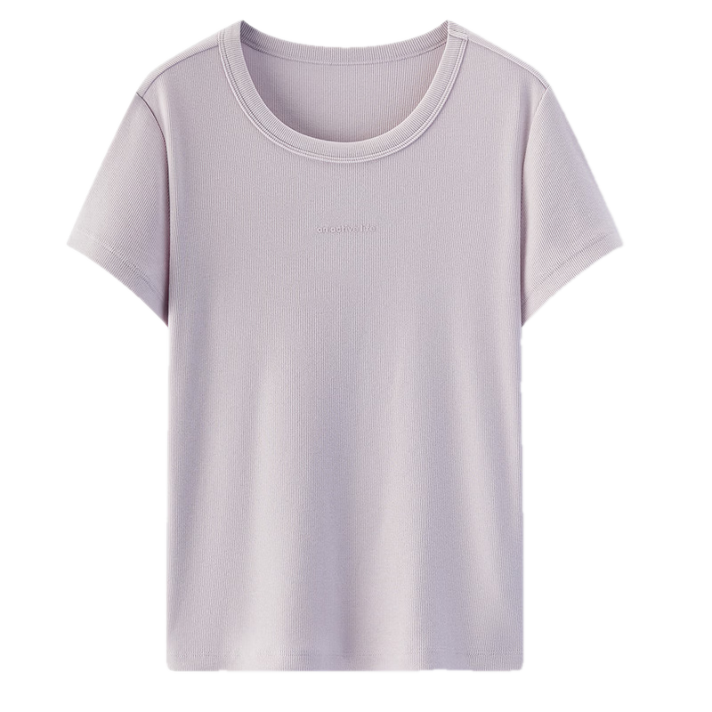 Semir Mall Same Style | Women's Summer Jacquard Slim Fit Short Sleeve T-Shirt, Square Shoulder, Round Neck, Letter Print 2026 Shirt 101326100010