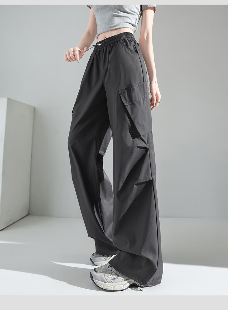 Borui Women's Slant Pocket Cargo Pants 2026 New Spring Summer Thin Sun Protection Quick-Dry Casual Ice Silk Sports Pants 28
