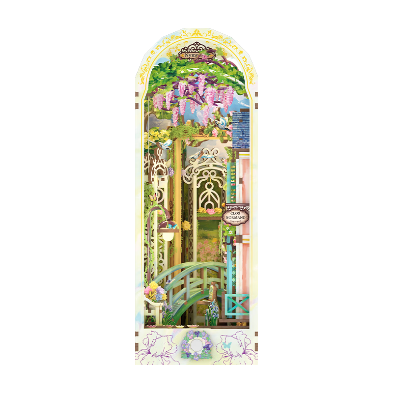 Tongqu Monet Garden Puzzle Bookend Building Blocks Toy 3D Puzzle Miniature Model Ornament Birthday Gift for Girls