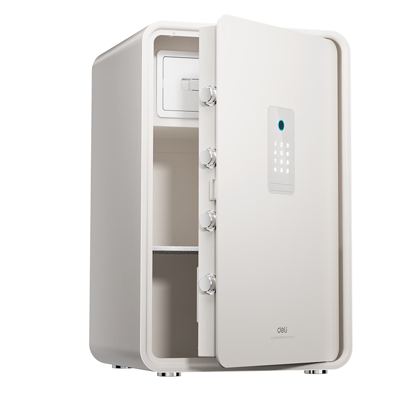 Deli Home Fingerprint Password Office Financial Premium All-Steel Anti-Theft Wall-Insert Confidential Safe Automatic Door Opening 60cm Matte White