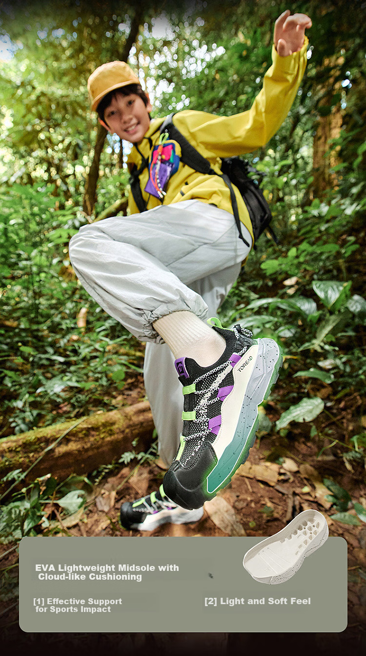 TOREAD 【Yuexing】 Kids' Sports Shoes Spring Summer Children's Bread Toe Hiking Shoes White/Blue Size 35 5