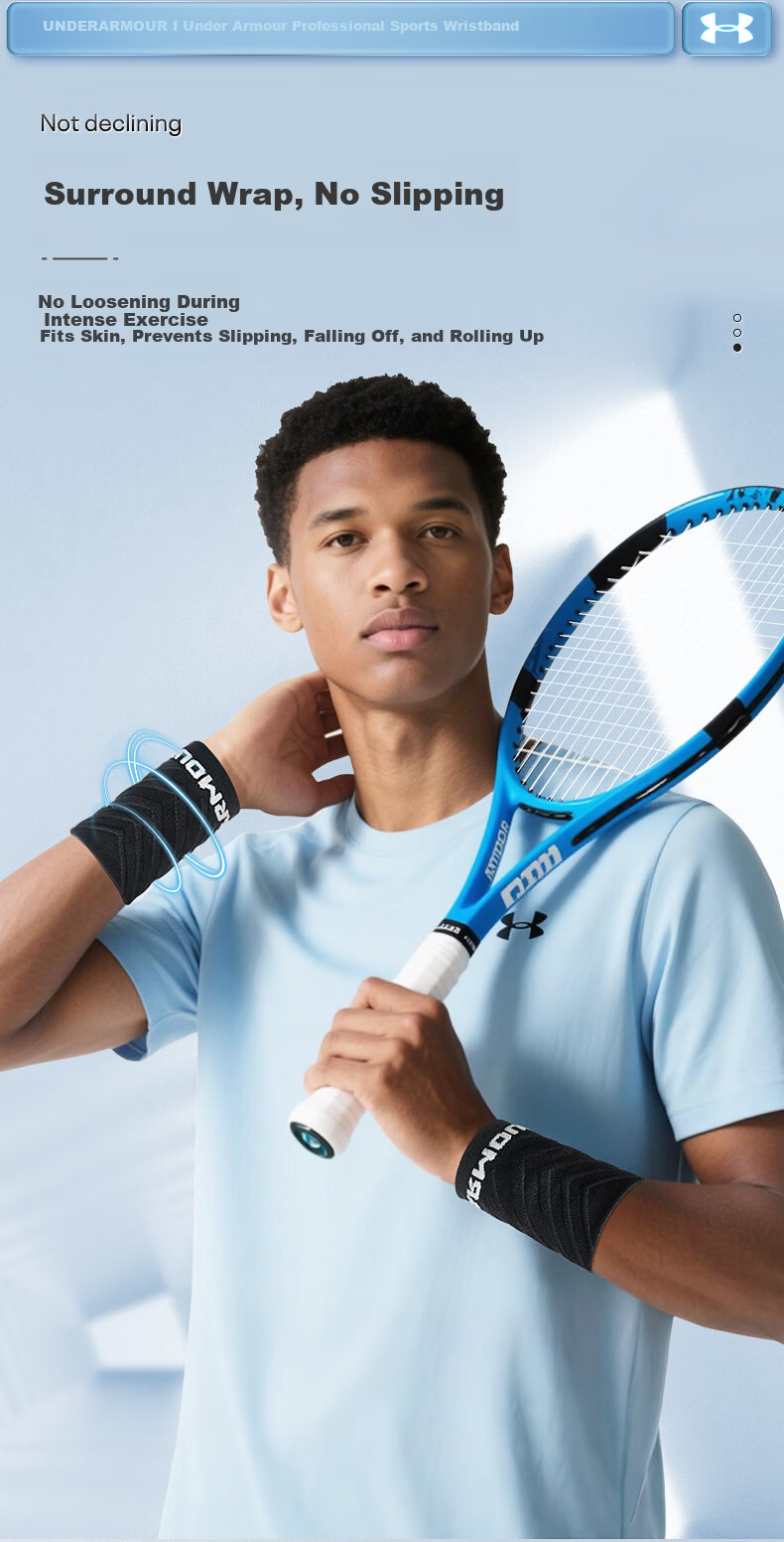 Under Armour Wristband Sports Fitness Sweat-Absorbing Wrist Towel for Badminton Basketball Volleyball Tennis Tendonitis Medical Wrist Support Brace 12