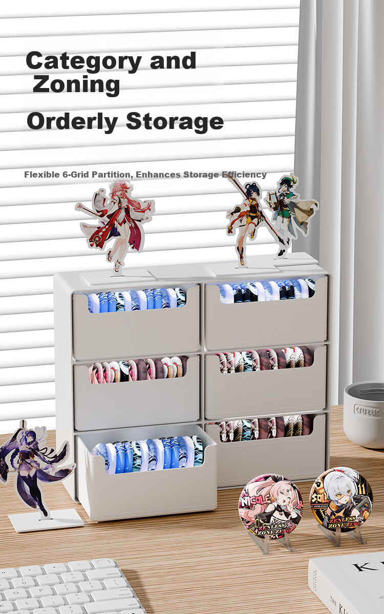 JD Jingzao White Square Drawer Desktop Organizer Six-Compartment Multi-Layer Storage Box Office Supplies Sorting Box 4