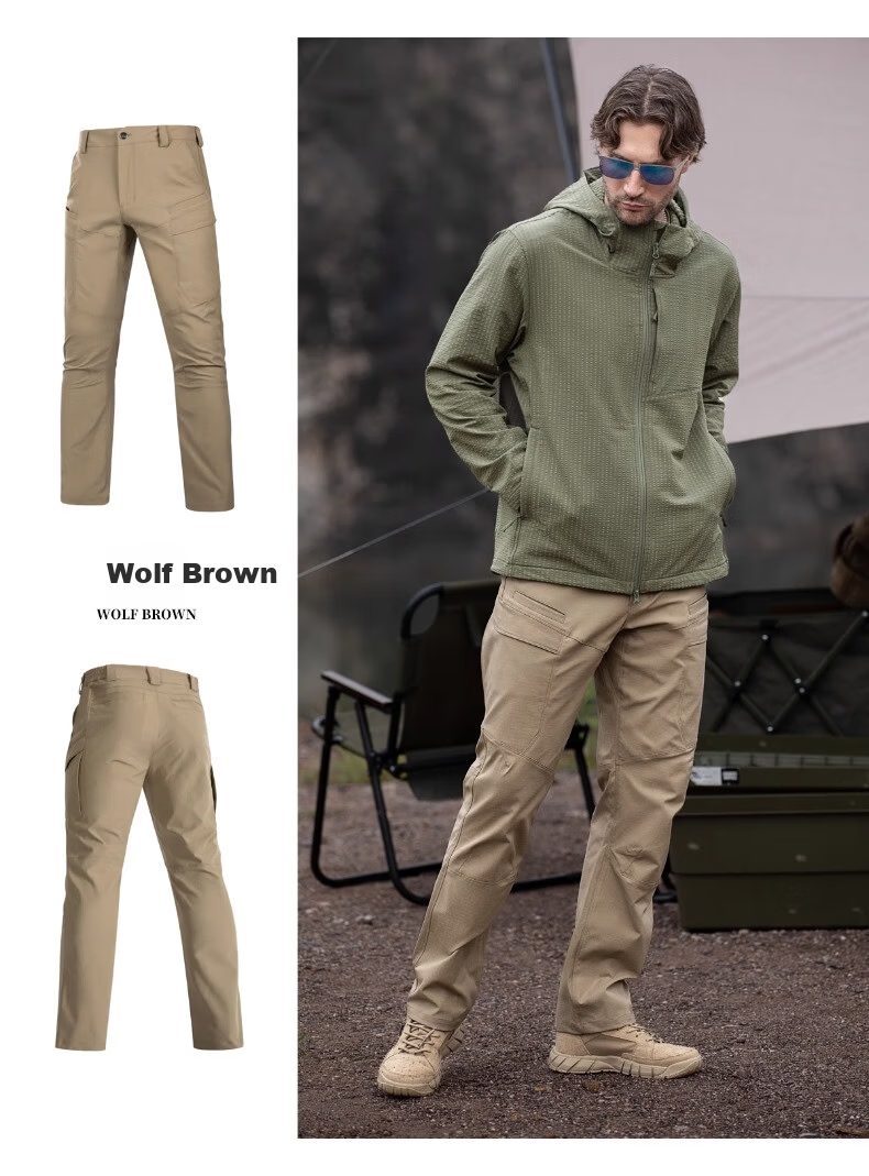 Free Soldier Peak Outdoor Tactical Work Pants Stretch Men's Casual Long Pants Scratch-Resistant Durable 34W/30L Wolf Brown 4
