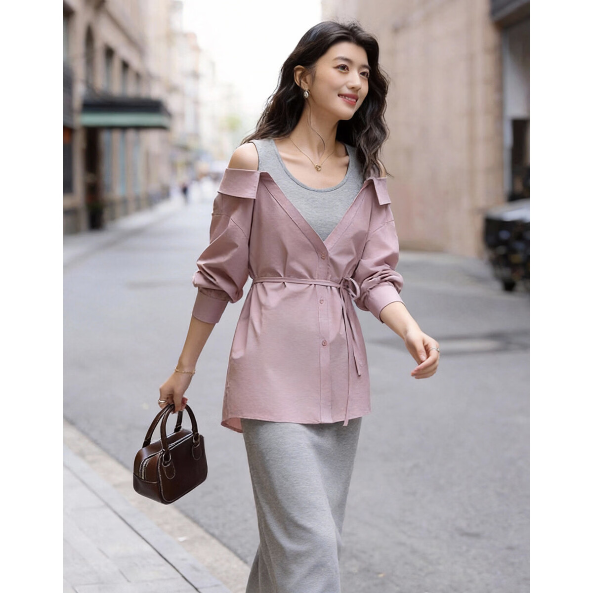 Demana UPF50+ UV Protection Spring Elegant Two-Piece Style Waist-Slimming Women's Dress