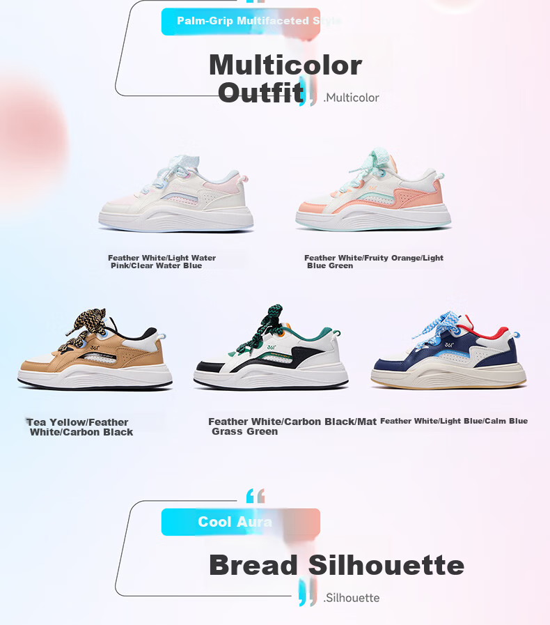 361° Kids Sneakers Children's Casual Shoes 2025 Autumn Boys Girls Soft Cushioned Thick Sole Trendy Bread Shoes Blue Size 36 15