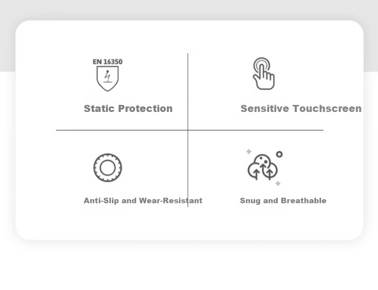 Ansell Antistatic Protective Gloves Comfortable Lightweight Touchscreen Non-slip Wear-resistant Discharge Protection Work Safety Gloves 11-819 (1 Pair) 7/S 2